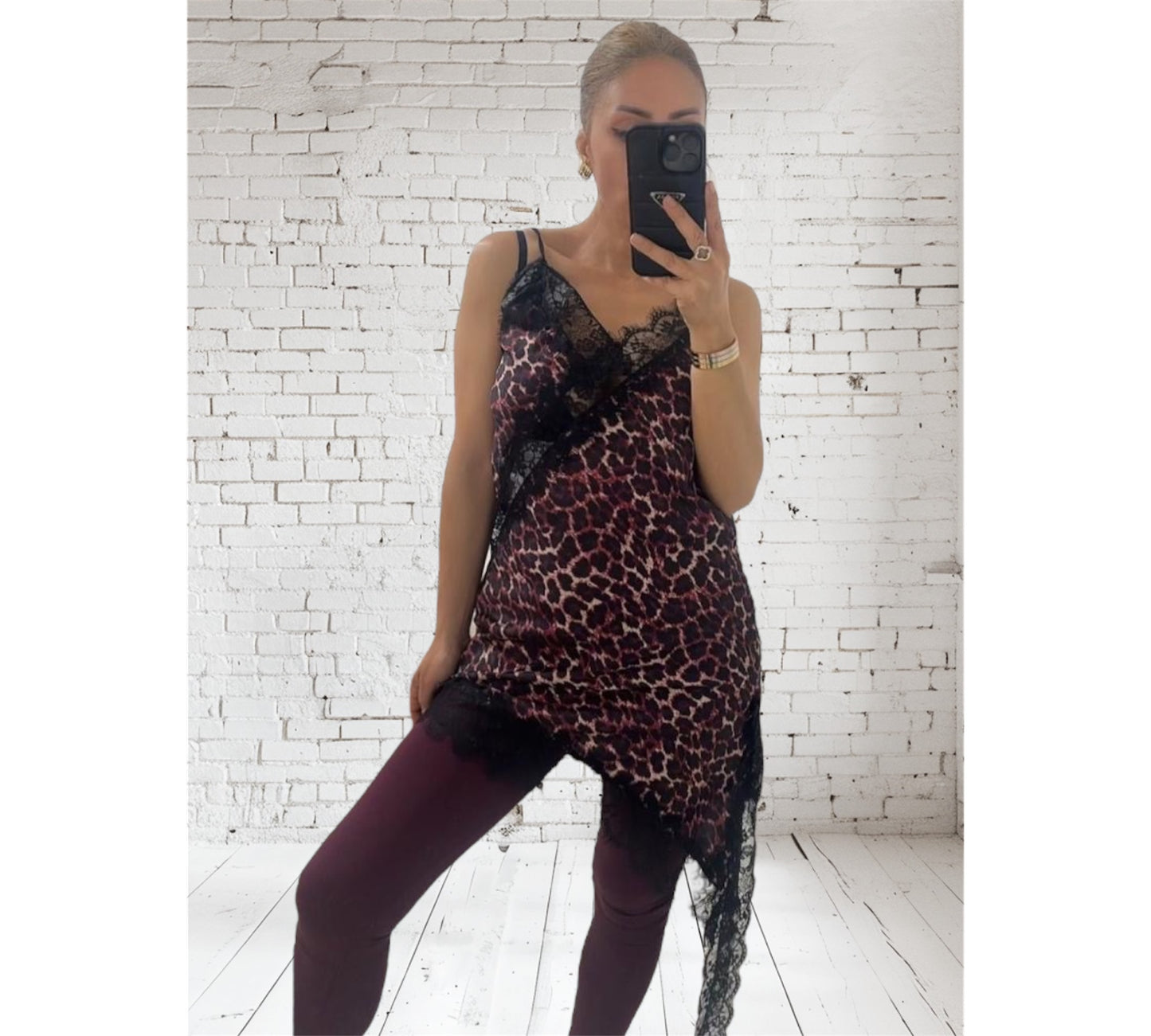 Long Top aus Spitze Leo Optik „Dana“