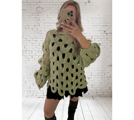 Lochstrick Pulli „Saskia“