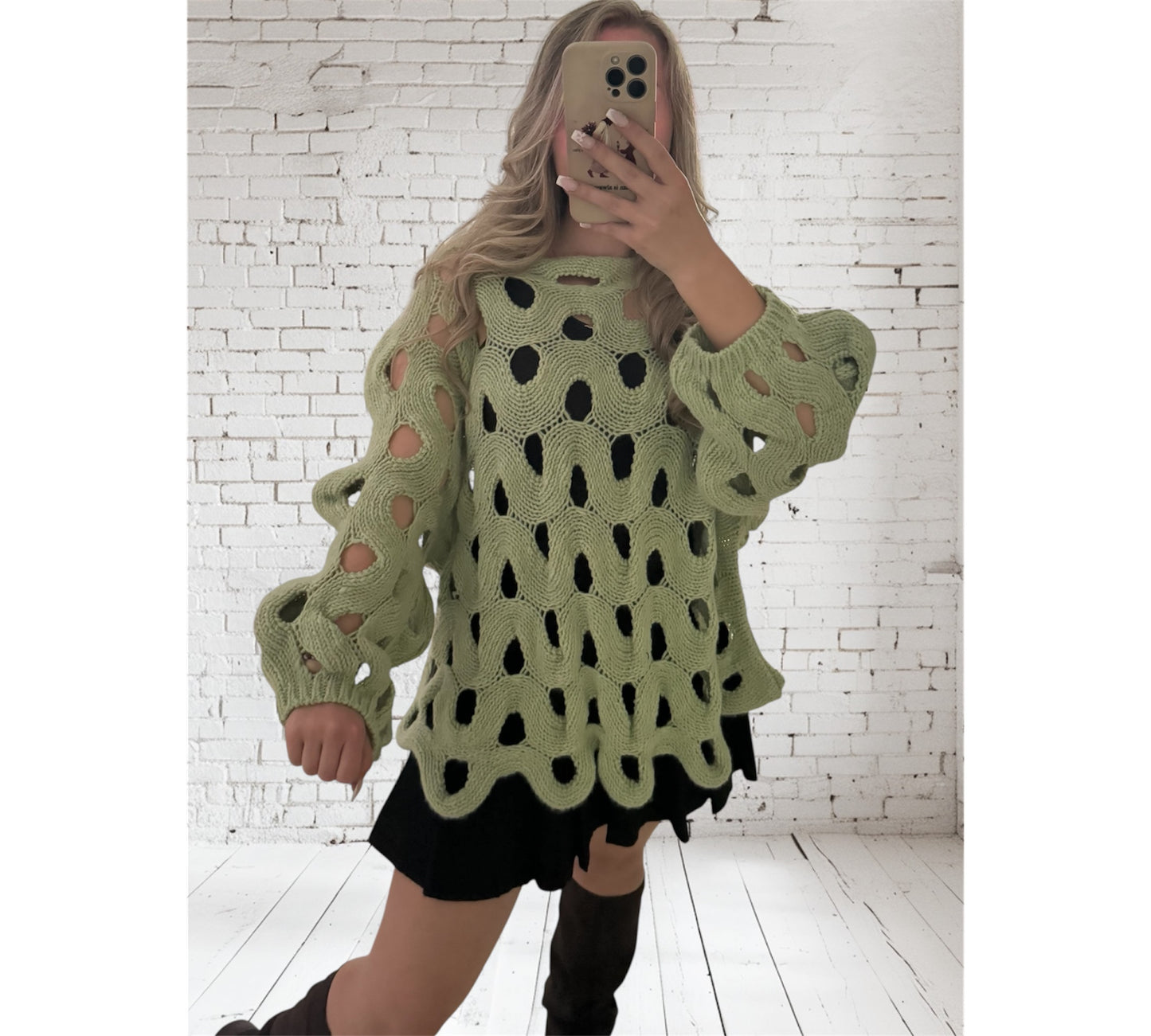 Lochstrick Pulli „Saskia“