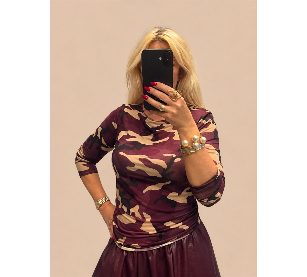 Unterziehshirt „Camouflage Burgundy“